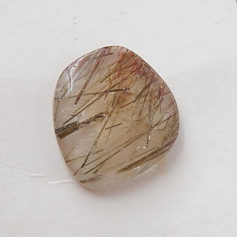 Natural Black Rutilated Quartz Gemstone Cabochon, 15x4mm, 1.53g - MyGemGarden