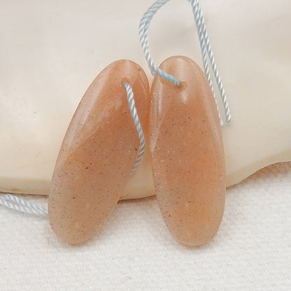Sunstone Earrings Stone Pair, stone for earrings making, 28x11x5mm, 4.6g - MyGemGarden