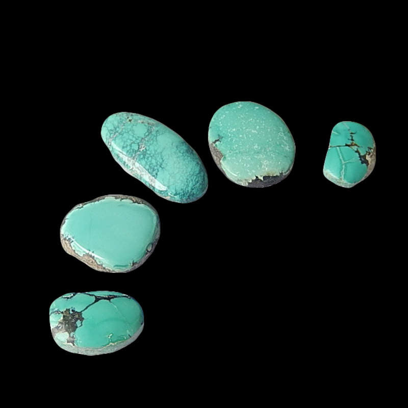 5 PCS Freeform Turquoise Cabochon Pairs For Jewelry 24x12x4mm, 14x9x4mm 6.2g - MyGemGarden