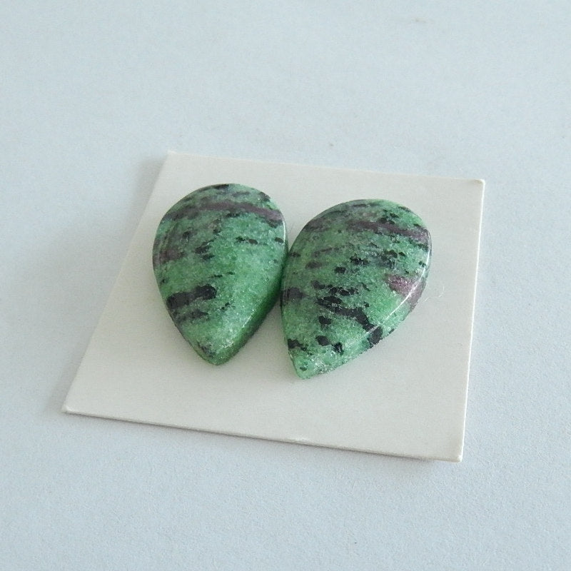 Natural Colorful Ruby and Zoisite cabochon pair For Women 25x15x5mm 7.44g - MyGemGarden