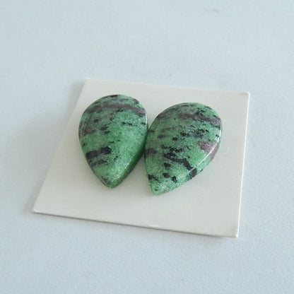 Natural Colorful Ruby and Zoisite cabochon pair For Women 25x15x5mm 7.44g - MyGemGarden