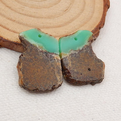 Nugget Chrysoprase Earrings Stone Pair, stone for earrings making, 24x26x3mm, 4.2g - MyGemGarden