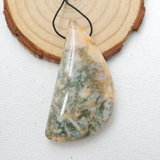 Natural Bamboo Agate Drilled Pendant Bead, 52x26x10mm, 21.5g - MyGemGarden