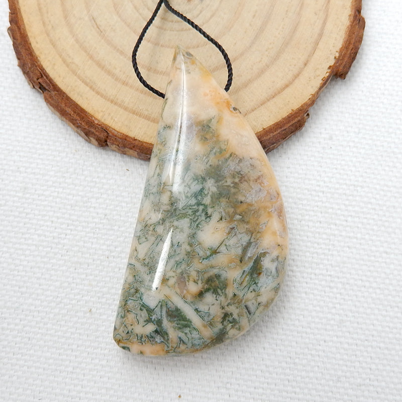 Natural Bamboo Agate Drilled Pendant Bead, 52x26x10mm, 21.5g - MyGemGarden