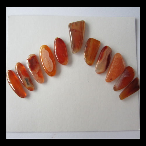 11 pcs Red Agate Cabochon 20x12x3mm,19x7x3mm,11.4g - MyGemGarden