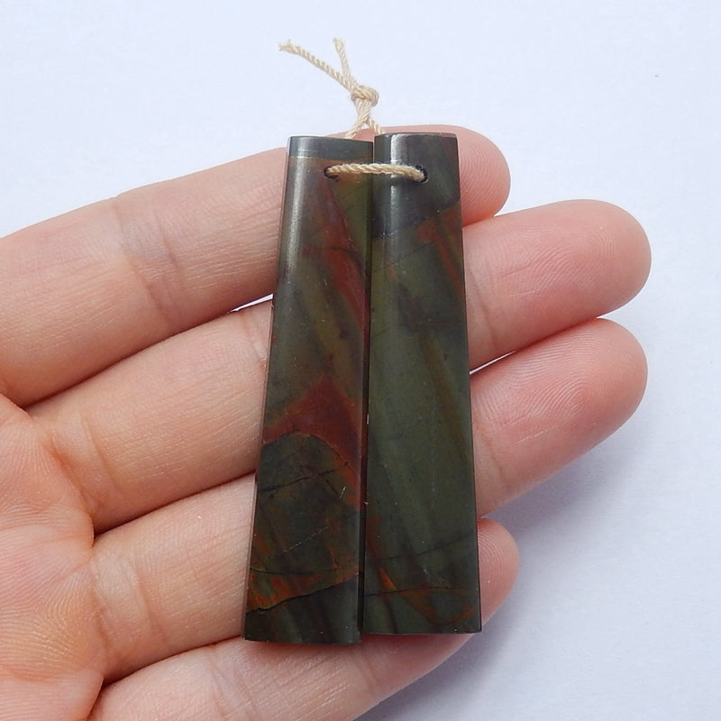 Natural Multi-Color Picasso jasper Long trapezoid Earrings Pair, 52x12x4mm, 10.8g - MyGemGarden