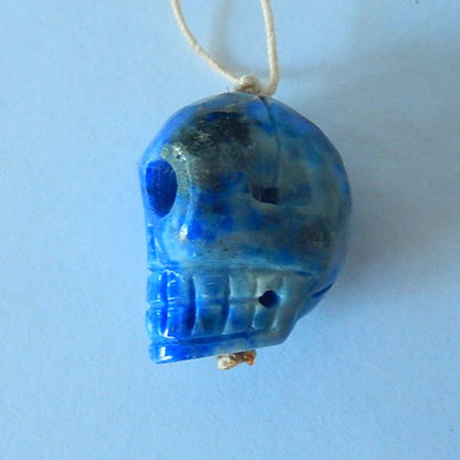 Natural Lapis Lazuli Carving Skull Pendant, 25x19x17mm, 12.2g - MyGemGarden