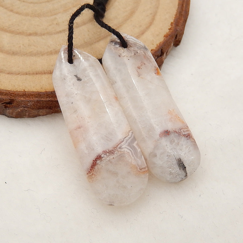 Natural Crazy Lace Agate Earrings Stone Pair, stone for earrings making, 32x11x5mm, 5.9g