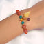 Natural 7mm Frosted straw berry quartz and amber leaf beaded Elastic bracelet, 10.8g - MyGemGarden