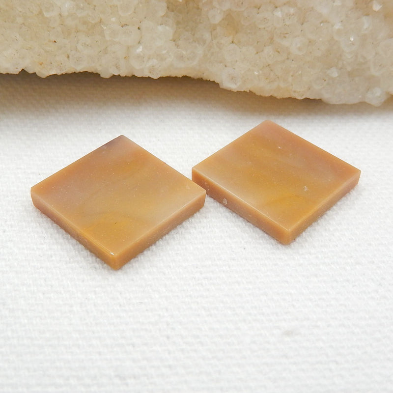 Square Brown Mookaite Jasper Gemstone Cabochon Pair, 16x16x2.5mm, 3.3g - MyGemGarden