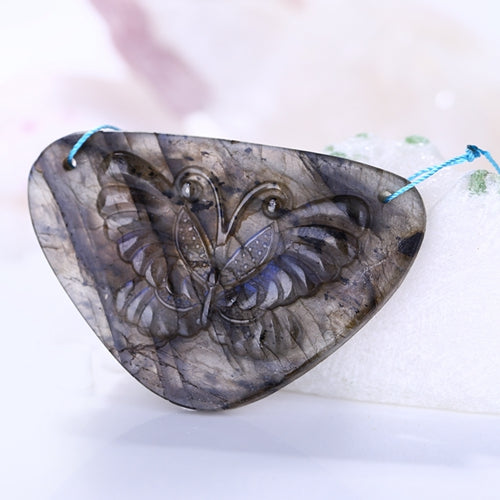 Carved Labradorite Butterfly Pendant, 57X39X7mm, 22.5g - MyGemGarden