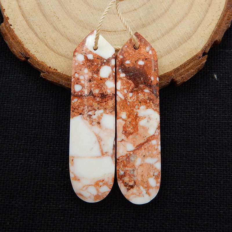 Howlite Earrings, Dangle Earrings,Gemstone Jewelry Set, 43x11x5mm,8.6g - MyGemGarden