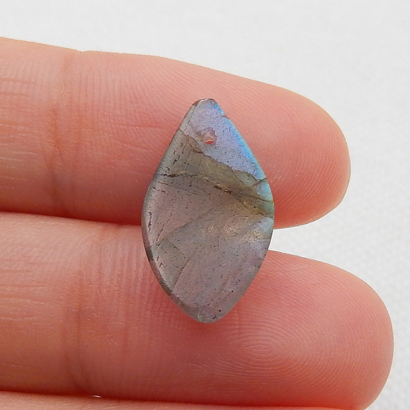 Carved Leaf Shaped Labradorite Gemstone Pendant Stone, 17x10x4mm, 1.0g