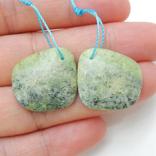 Natural Serpentine Earrings Pair, stone for Earrings making, 20x18x4mm, 3.2g - MyGemGarden