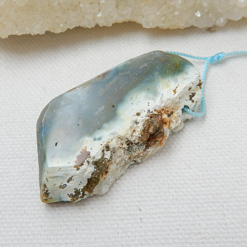 Nugget Ocean Jasper Drilled Gemstone Pendant Bead, 48x22x11mm, 19.7g - MyGemGarden