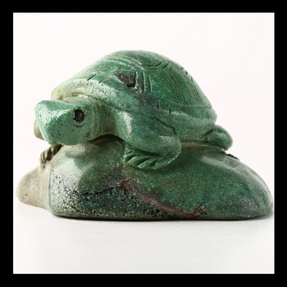 Turquoise Gemstone Tortoise Carved Ornament, 73x53x40mm, 111g - MyGemGarden