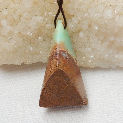 Raw Chrysoprase Gemstone Pendant, Natural Stone Jewelry, 44x25x18mm, 13.2g - MyGemGarden