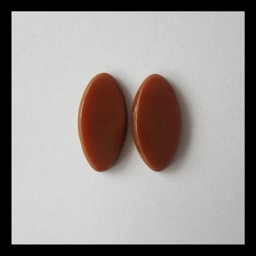 Red Agate Cabochon Pair 26x13x3mm,3.5g - MyGemGarden