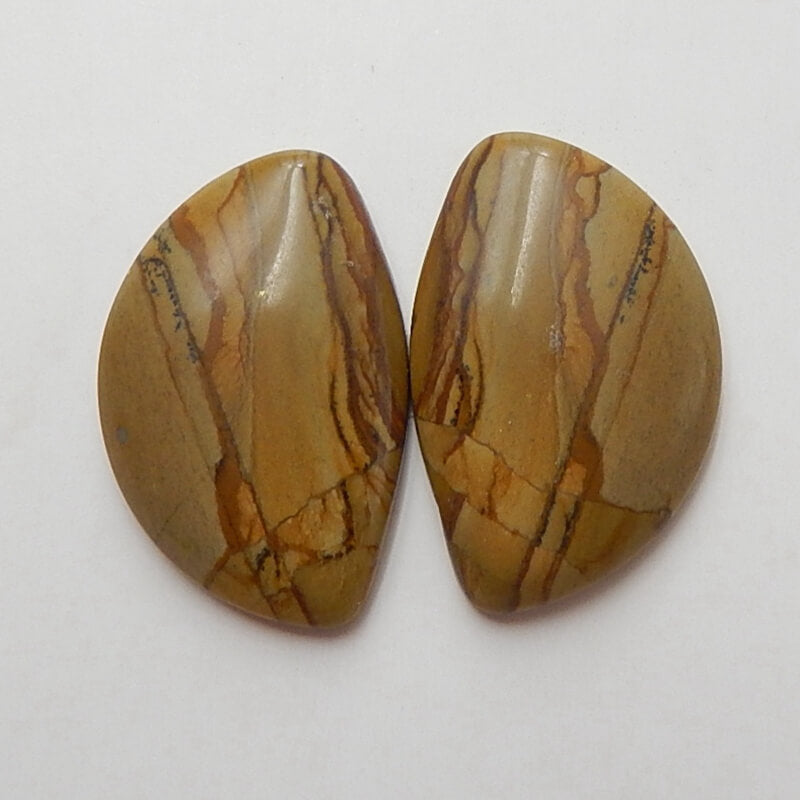 Natural Us Biggs Jasper Gemstone Cabochons pair, 20x13x3mm, 2.4g - MyGemGarden
