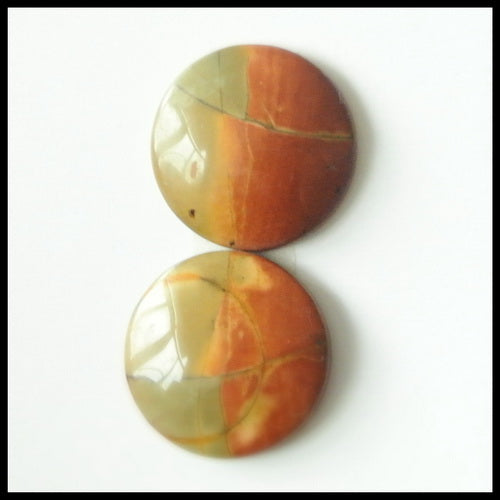 Natural Multi-Color Picasso Jasper Gemstone 16mm round cabochons Pair, 16x16x4mm, 3.4g - MyGemGarden
