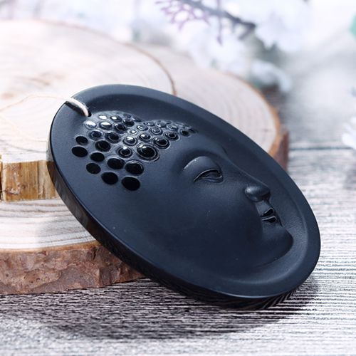 New Design Carved Obsidian buddha Pendant, 60x43x9mm, 33.4g - MyGemGarden