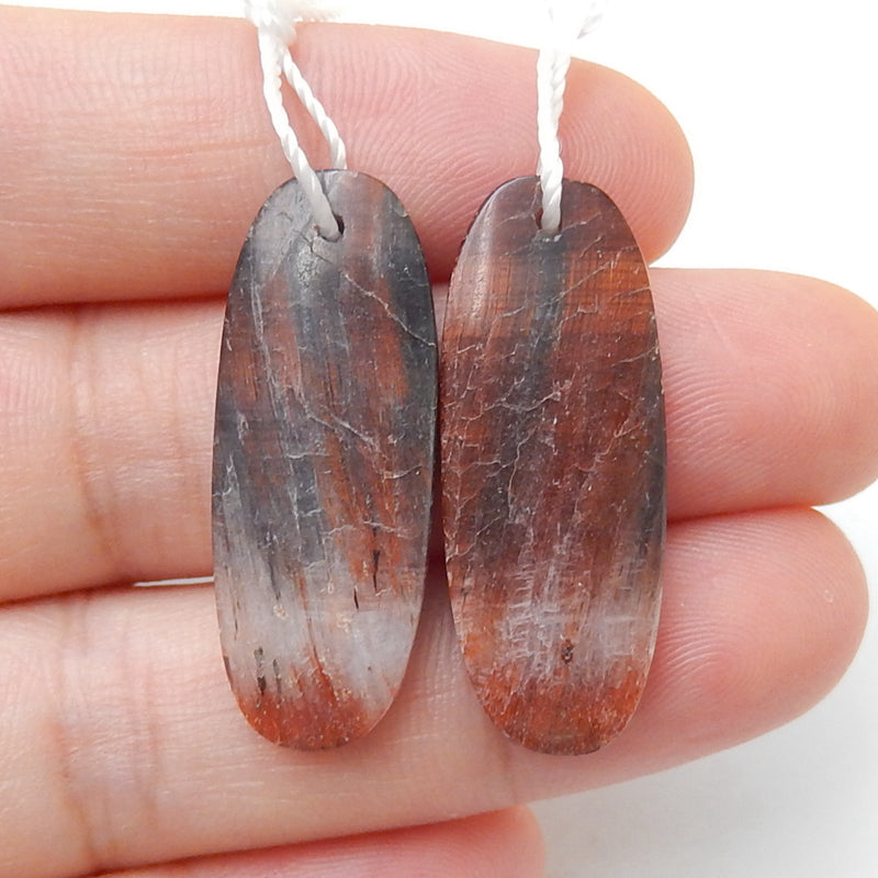 Natural Red Tiger-Eye Oval Earrings Pair, stone for Earrings making, 29x11x4mm, 4.5g - MyGemGarden