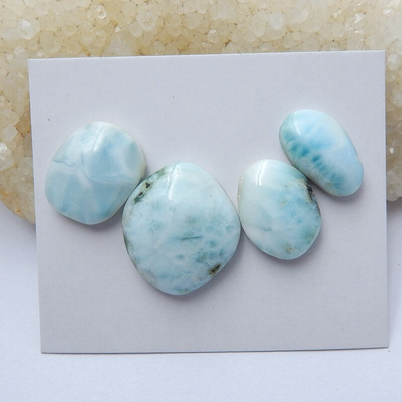 4 pcs larimar Gemstone Cabochons, 24x20x7mm,18x10x5mm, 13.5g - MyGemGarden