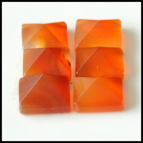 6PCS Natural Red Agate Pyramid Gemstone Cabochon 8x5mm,3.3g - MyGemGarden