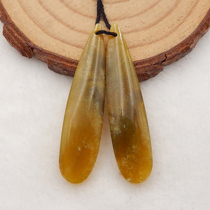 Natural Yellow Opal Teardrop Earrings Stone Pair, stone for earrings making, 40x9x5mm, 4.3g
