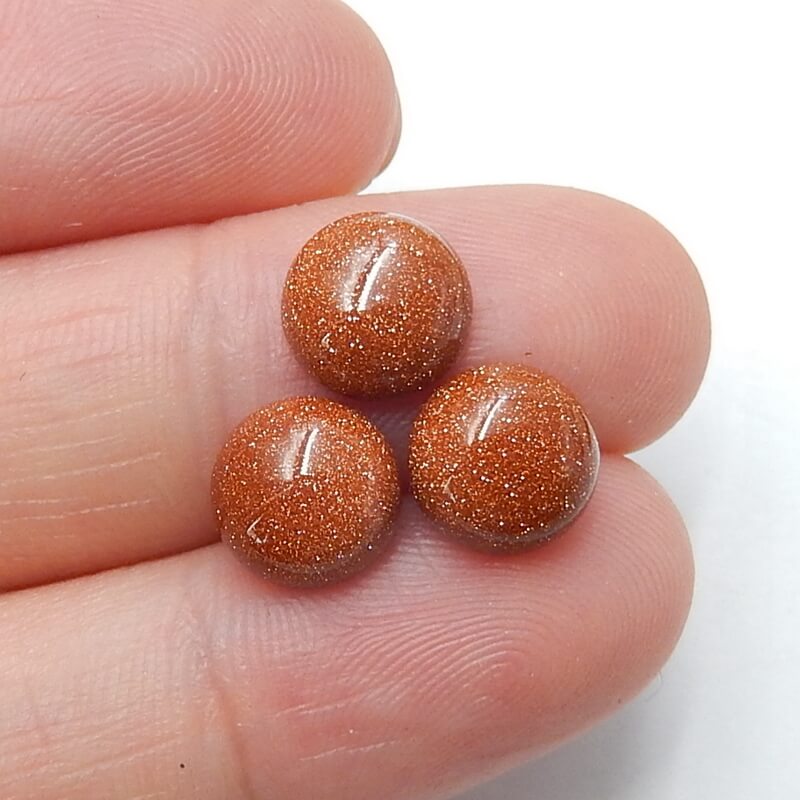 3 PCS Red Gold Stone 8mm round cabochons, 8x8x6mm, 1.1g - MyGemGarden