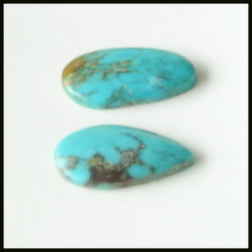 Natural Turquoise Gemstone Cabochon Pair 14x8x2mm,1.2g - MyGemGarden