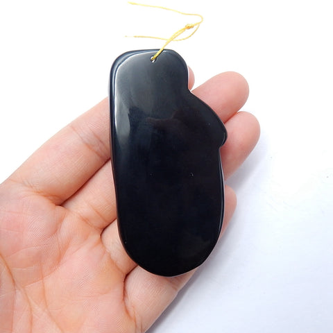 Handmade Obsidian Carved guanyin buddha Pendant Bead, 67x36x14mm, , 47.4g - MyGemGarden