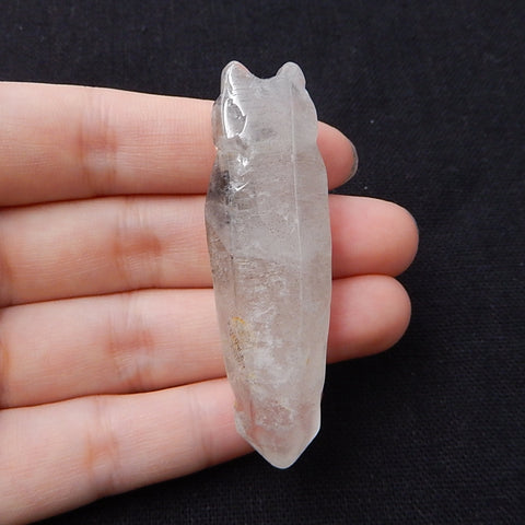 Carved Quartz Bear Gemstone Pendant, Fashion Pendant, Carved Animal Necklace Pendant, Unique Pendant, 60x18x14mm, 21.6g - MyGemGarden
