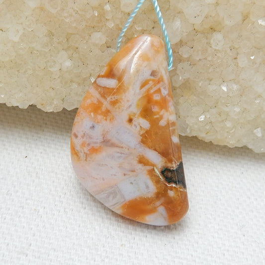 Natural Bamboo Agate Drilled Pendant Bead, 32x19x8mm, 8.5g - MyGemGarden
