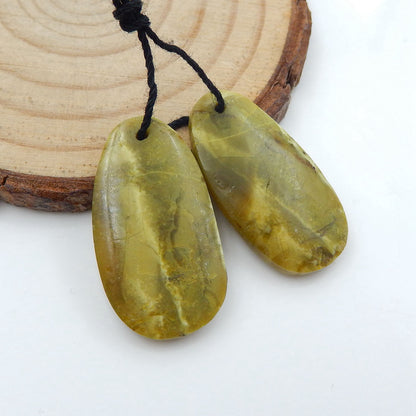 Yellow Opal Earrings, stone for earrings making, 26x14x4mm, 3.8g - MyGemGarden