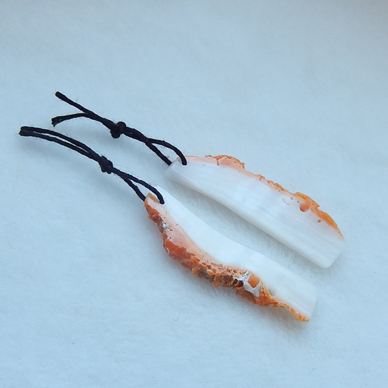 Natural Orange Shell Earrings Pair 40x12x3mm,5.7g - MyGemGarden