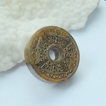 Carved Nephrite Jade Pendant Beads, 56x13mm, 73.8g - MyGemGarden
