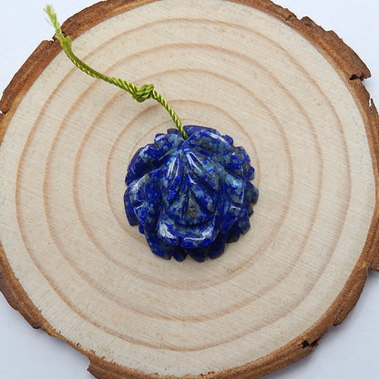 Natura Lapis Lazuli Carved flower Gemstone Pendant Bead, 21x9mm, 5.7g - MyGemGarden