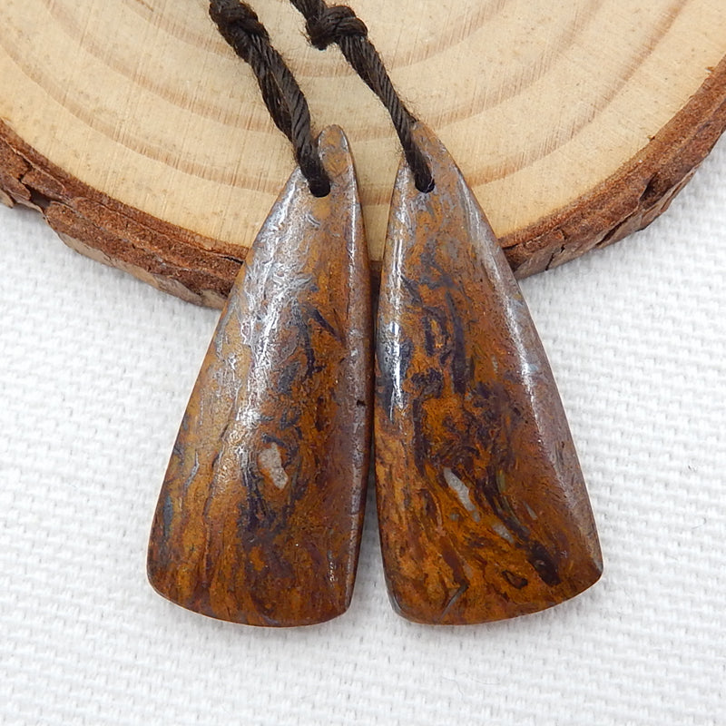 Natural Iron Tiger's Eye Earrings Pair, stone for Earrings making, 32x13x4mm, 5.6g - MyGemGarden