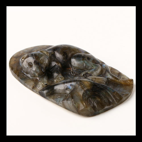 Labradorite Gemstone Tiger Ornament, 60x40x12mm, 173ct - MyGemGarden
