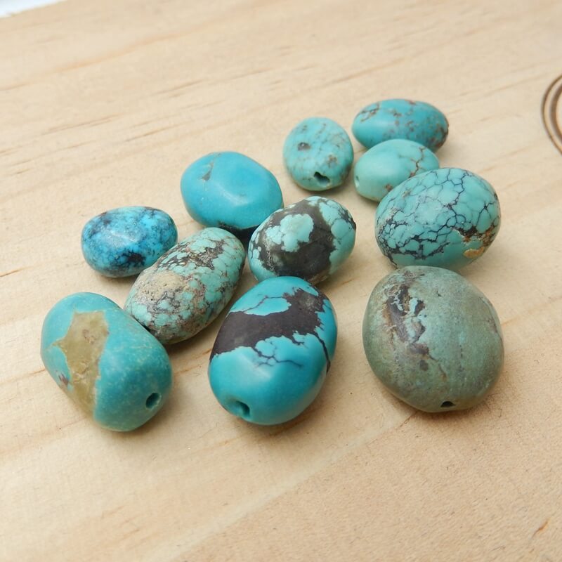 Sale 11 PCS Turquoise Gemstone Loose Beads, 11x9x7mm, 17x12x10mm, 18.8g - MyGemGarden