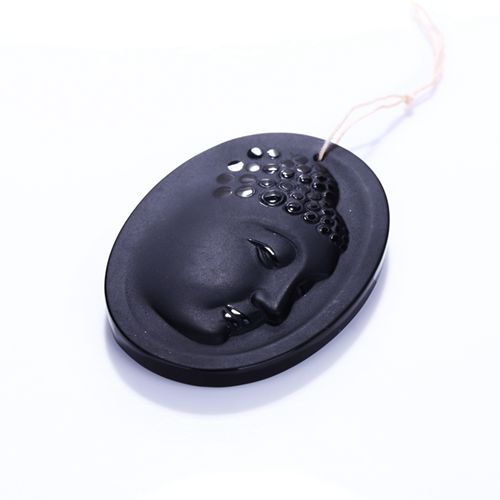 New Design Carved Obsidian buddha Pendant, 60x43x9mm, 33.4g - MyGemGarden