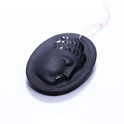 New Design Carved Obsidian buddha Pendant, 60x43x9mm, 33.4g - MyGemGarden