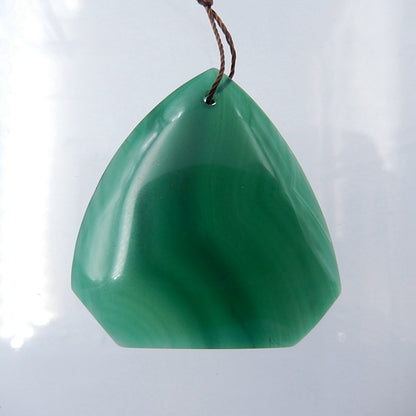 Green Agate Gemstone Natural Pendant Bead, 42x40x5mm, 12.7g - MyGemGarden