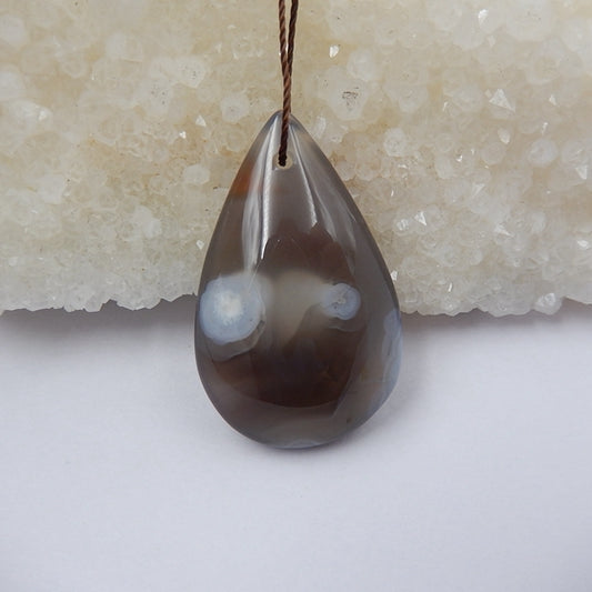 Agate Gemstone Natural Pendant Bead, 35x22x10mm, 9.1g - MyGemGarden