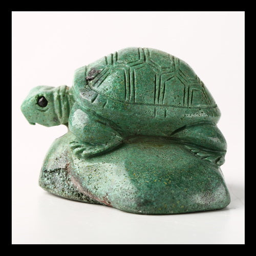 Turquoise Gemstone Tortoise Carved Ornament, 73x53x40mm, 111g - MyGemGarden