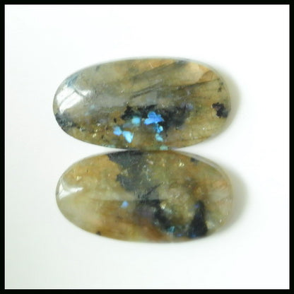 Natural Labradorite Gemstone Cabochon Pair 21x11x4mm,3.6g - MyGemGarden