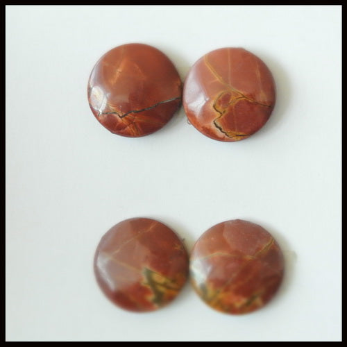 4pcs Natural Multi-Color Picasso Jasper Gemstone 15mm Round Cabochons, 15x15x4mm, 6.55g - MyGemGarden