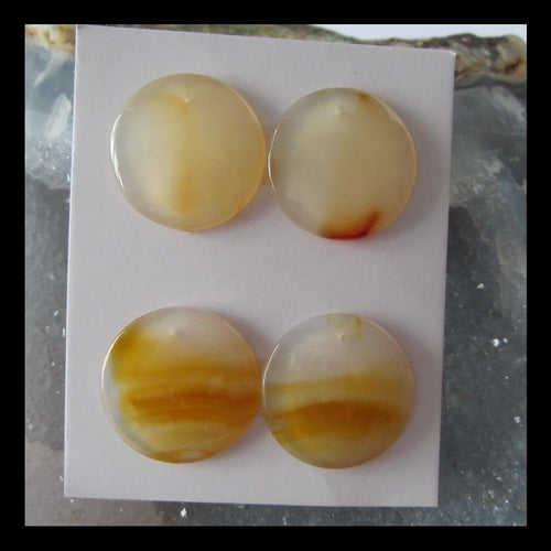 4pcs Agate 21mm round cabochons, 21x21x4mm, 22x22x4mm, 12g - MyGemGarden