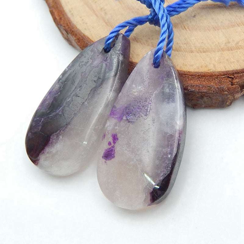 Purple Jasper Teardrop Earrings Stone Pair, stone for earrings making, 24x12x4mm, 4.6g - MyGemGarden